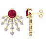 4 1/2 Carat Round Shape Ruby and Lab Grown Diamond Spray Drop Earrings In 14 Karat Yellow Gold Image-1