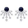 4 1/2 Carat Round Shape Sapphire and Lab Grown Diamond Spray Drop Earrings In 14 Karat White Gold Image-2