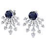 4 1/2 Carat Round Shape Sapphire and Lab Grown Diamond Spray Drop Earrings In 14 Karat White Gold Image-3