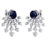 4 1/2 Carat Round Shape Sapphire and Lab Grown Diamond Spray Drop Earrings In 14 Karat White Gold Image-4