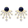4 1/2 Carat Round Shape Sapphire and Lab Grown Diamond Spray Drop Earrings In 14 Karat Yellow Gold Image-2
