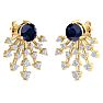 4 1/2 Carat Round Shape Sapphire and Lab Grown Diamond Spray Drop Earrings In 14 Karat Yellow Gold Image-4