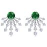 4 1/2 Carat Round Shape Emerald and Lab Grown Diamond Spray Drop Earrings In 14 Karat White Gold Image-2