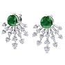 4 1/2 Carat Round Shape Emerald and Lab Grown Diamond Spray Drop Earrings In 14 Karat White Gold Image-3