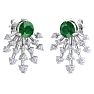4 1/2 Carat Round Shape Emerald and Lab Grown Diamond Spray Drop Earrings In 14 Karat White Gold Image-4