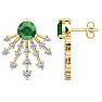 4 1/2 Carat Round Shape Emerald and Lab Grown Diamond Spray Drop Earrings In 14 Karat Yellow Gold Image-1