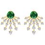 4 1/2 Carat Round Shape Emerald and Lab Grown Diamond Spray Drop Earrings In 14 Karat Yellow Gold Image-2