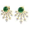 4 1/2 Carat Round Shape Emerald and Lab Grown Diamond Spray Drop Earrings In 14 Karat Yellow Gold Image-3