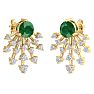 4 1/2 Carat Round Shape Emerald and Lab Grown Diamond Spray Drop Earrings In 14 Karat Yellow Gold Image-4