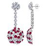 9 1/2 Carat Ruby and Lab Grown Diamond Drop Earrings In 14 Karat White Gold, 2 Inches Image-1