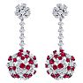 9 1/2 Carat Ruby and Lab Grown Diamond Drop Earrings In 14 Karat White Gold, 2 Inches Image-2