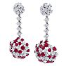 9 1/2 Carat Ruby and Lab Grown Diamond Drop Earrings In 14 Karat White Gold, 2 Inches Image-3