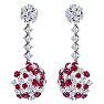 9 1/2 Carat Ruby and Lab Grown Diamond Drop Earrings In 14 Karat White Gold, 2 Inches Image-4