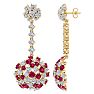 9 1/2 Carat Ruby and Lab Grown Diamond Drop Earrings In 14 Karat Yellow Gold, 2 Inches Image-1