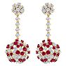 9 1/2 Carat Ruby and Lab Grown Diamond Drop Earrings In 14 Karat Yellow Gold, 2 Inches Image-2