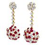 9 1/2 Carat Ruby and Lab Grown Diamond Drop Earrings In 14 Karat Yellow Gold, 2 Inches Image-3