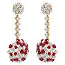 9 1/2 Carat Ruby and Lab Grown Diamond Drop Earrings In 14 Karat Yellow Gold, 2 Inches Image-4