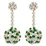 9 1/2 Carat Emerald and Lab Grown Diamond Drop Earrings In 14 Karat Yellow Gold, 2 Inches Image-2