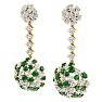 9 1/2 Carat Emerald and Lab Grown Diamond Drop Earrings In 14 Karat Yellow Gold, 2 Inches Image-3
