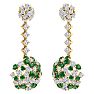 9 1/2 Carat Emerald and Lab Grown Diamond Drop Earrings In 14 Karat Yellow Gold, 2 Inches Image-4