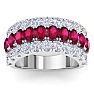 4 Carat Ruby and Lab Grown Diamond Band Ring In 14K White Gold Image-1