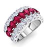 4 Carat Ruby and Lab Grown Diamond Band Ring In 14K White Gold Image-2