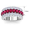 4 Carat Ruby and Lab Grown Diamond Band Ring In 14K White Gold Image-5