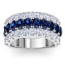 4 Carat Sapphire and Lab Grown Diamond Band Ring In 14K White Gold Image-1