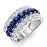 4 Carat Sapphire and Lab Grown Diamond Band Ring In 14K White Gold Image-2