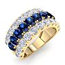 4 Carat Sapphire and Lab Grown Diamond Band Ring In 14K Yellow Gold Image-2