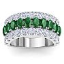 4 Carat Emerald and Lab Grown Diamond Band Ring In 14K White Gold Image-1