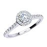 Estate Jewelry 1/2 Carat Natural Diamond Halo Engagement Ring in 14 Karat White Gold, Size 9.0
 Image-2