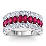 2 Carat Ruby and Lab Grown Diamond Band Ring In 14K White Gold Image-1