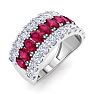 2 Carat Ruby and Lab Grown Diamond Band Ring In 14K White Gold Image-2