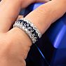 2 Carat Sapphire and Lab Grown Diamond Band Ring In 14K White Gold Image-8