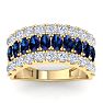 2 Carat Sapphire and Lab Grown Diamond Band Ring In 14K Yellow Gold Image-1