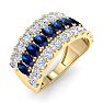 2 Carat Sapphire and Lab Grown Diamond Band Ring In 14K Yellow Gold Image-2
