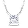 1/2 Carat Princess Cut Lab Grown Diamond Solitaire Necklace In Sterling Silver Image-1
