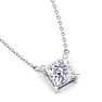 1/2 Carat Princess Cut Lab Grown Diamond Solitaire Necklace In Sterling Silver Image-3
