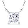 1 Carat Princess Cut Lab Grown Diamond Solitaire Necklace In Sterling Silver Image-1