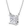 1 Carat Princess Cut Lab Grown Diamond Solitaire Necklace In Sterling Silver Image-2