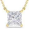 2 Carat Princess Cut Lab Grown Diamond Solitaire Necklace In 14K Yellow Gold Over Sterling Silver Image-1