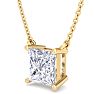 2 Carat Princess Cut Lab Grown Diamond Solitaire Necklace In 14K Yellow Gold Over Sterling Silver Image-2