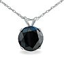 2ct Black Diamond Solitaire Pendant in 14k White Gold Image-1