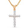 1/10 Carat Diamond Cross Necklace In 14K Rose Gold Over Sterling Silver, 18 Inches Image-1