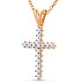 1/10 Carat Diamond Cross Necklace In 14K Rose Gold Over Sterling Silver, 18 Inches Image-2