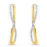 0.07 Carat Large Diamond Hoop Earrings In 14K Yellow Gold Over Sterling Silver, 1 Inch Image-2