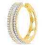 2 Carat Three Row Round and Baguette Diamond Hoop Earrings In 14K Yellow Gold Over Sterling Silver, 1 Inch Image-3