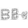 Sterling Silver Letter B Initial Earrings With Diamonds – Personalized Initial Jewelry Image-1