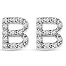 Sterling Silver Letter B Initial Earrings With Diamonds – Personalized Initial Jewelry Image-2